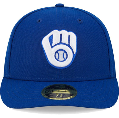 New Era Men's  Royal Milwaukee Brewers White Logoâ Low Profile 59fifty Fitted Hat