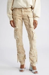 Attico Essie Long Cargo Pants In Natural Marble
