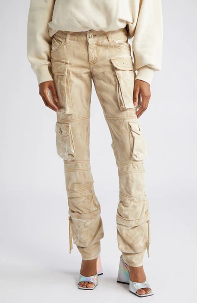 Attico Essie Long Cargo Pants In Beige