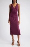 CINQ À SEPT LACEY RUCHED SLEEVELESS DRESS