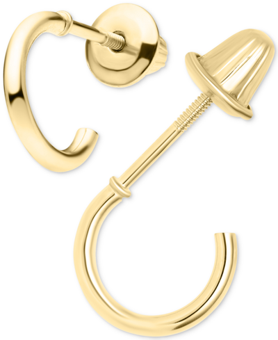 Macy's Children's Polished Extra Small Hoop Earrings In 14k Gold, 3/8" In Yellow Gold