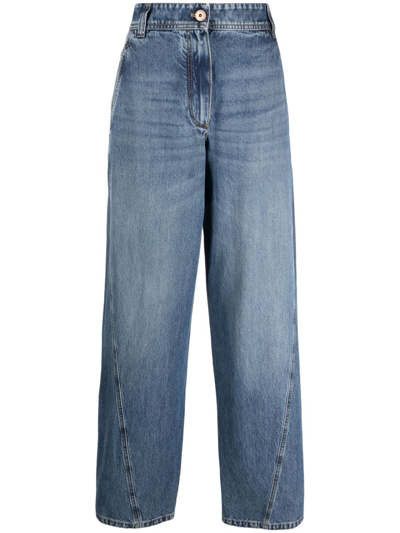 Brunello Cucinelli High-waisted Wide-leg Jeans In Blue