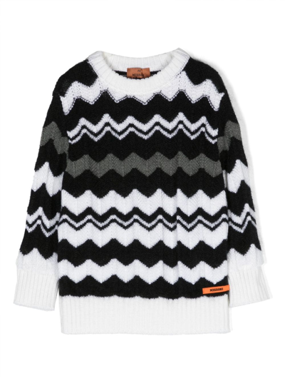 Missoni Kids' Zigzag Knitted Jumper In Black