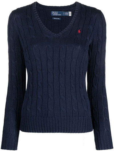 Polo Ralph Lauren Polo Pony Pullover Mit Zopfmuster In Blue