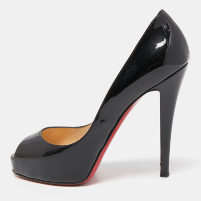 Pre-owned Christian Louboutin Black Patent Leather Very Prive Pumps Size 37