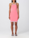 Fendi Textured Mini Dress With Adjustable Straps And Subtle Hemline In Pink