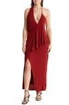 Reiss Xena Strappy Open Back Je Dress In Dark Red