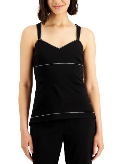 Donna Karan Womens Contrast Cami Tank Top In Black