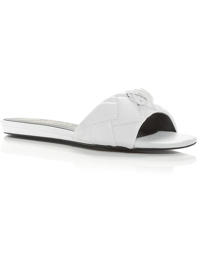 Kurt Geiger Kensington Flat Womens Quilted Embellished Slide Sandals In White