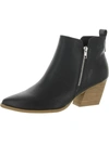 DOLCE VITA KOOLEY WOMENS LEATHER STACKED HEEL ANKLE BOOTS