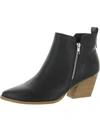 Dolce Vita Kooley Womens Leather Stacked Heel Ankle Boots In Black