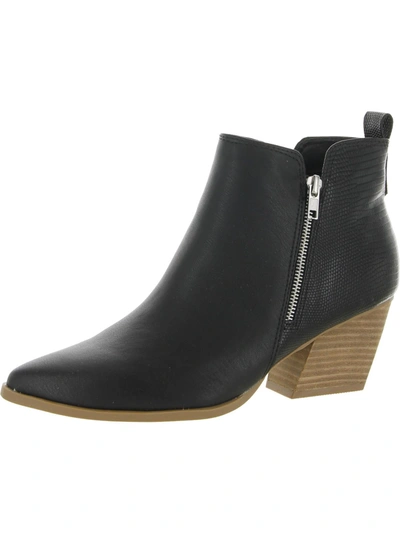 Dolce Vita Kooley Womens Leather Stacked Heel Ankle Boots In Black