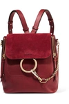 CHLOÉ FAYE SMALL LEATHER AND SUEDE BACKPACK