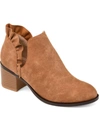Journee Collection Women's Lennie Ruffle Detail Stacked Block Heel Booties In Brown