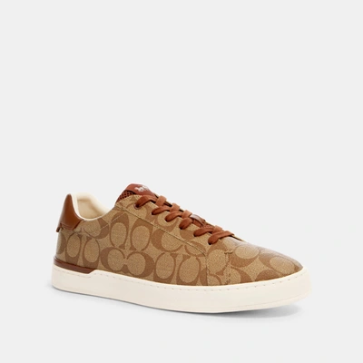 Coach Outlet Clip Low Top Sneaker In Signature Chambray In Brown