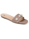 Journee Collection Journee Leonie Pearly Stud Slide Sandal In Brown