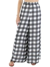 Riley & Rae Womens Chiffon Check Print Wide Leg Pants In Black
