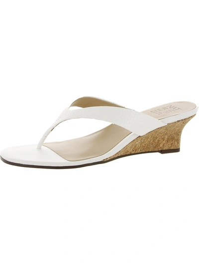 Naturalizer Lenna Womens Leather Slip On Wedge Sandals In White