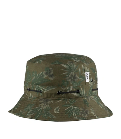Apc Bob Ray Leaf Print Bucket Hat In Green