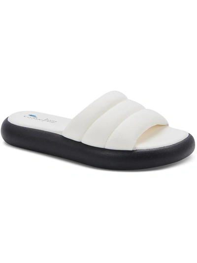 Aqua College Simona Womens Peep-toe Manmade Flatform Sandals In White