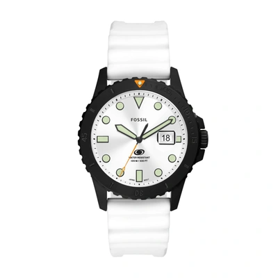 Fossil Men's Three-hand Date White Silicone Strap Watch 42mm