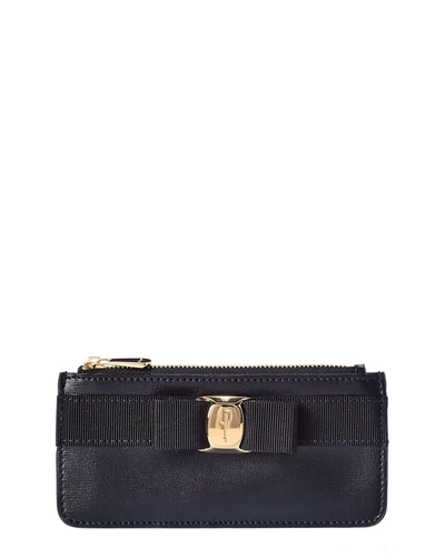 FERRAGAMO FERRAGAMO VARA BOW LEATHER CARD HOLDER