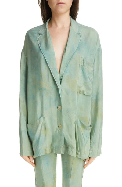 Acne Studios Jolden Tonal Print Oversize Cupro Blazer In Pale Green Multi