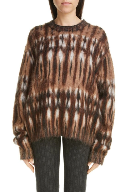 Acne Studios Brushed-jacquard Sweater In Brown/ Multi