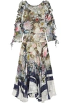 PREEN BY THORNTON BREGAZZI JENNA FLORAL-PRINT DEVORÉ SILK-BLEND CHIFFON MIDI DRESS