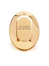 Alexander Mcqueen Alexander Mc Queen Stone Logo Ring In Golden