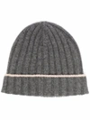 Brunello Cucinelli Cashmere Two-tone Beanie In Grey