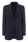 Brunello Cucinelli Deconstructed Cashmere Jacket With Necklace In Navy