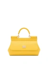 Dolce & Gabbana Sicily Small Leather Handbag In Yellow