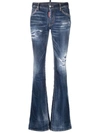 Dsquared2 Distressed Flared Jeans In Denim