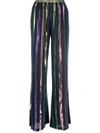 Forte Forte Flared Stripe-print Trousers In Blue