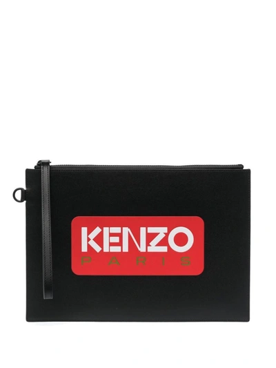 Kenzo Logo Clutch Bag In Black