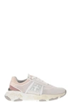 Premiata Mesh Chunky Trainers In White/pink