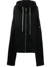 Rick Owens X Champion Oversized Zip-up Hoodie In Black For Women In Black