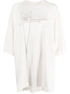 Rick Owens X Champion Logo-embossed Oversized Cotton T-shirt In White