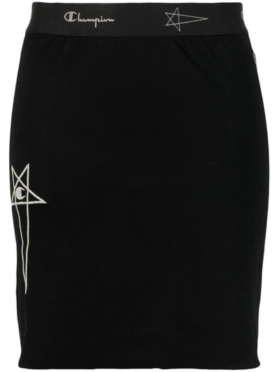 Rick Owens X Champion Elasticated Logo-waistband Skirt In Black