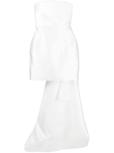 Solace London Meyer Strapless Asymmetric Faille Mini Dress In Beige