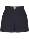 Valentino Crepe Couture Shorts Woman Navy 44