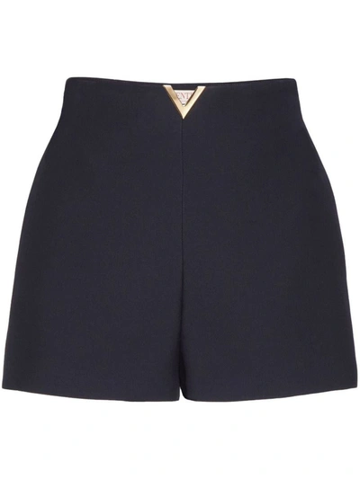 Valentino Crepe Couture Shorts Woman Navy 44