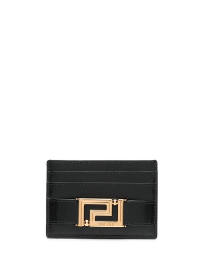 Versace Black Greca Goddess Leather Card Holder