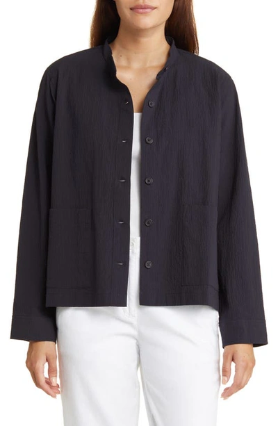 Eileen Fisher Mandarin Collar Jacket In Nocturne