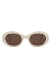 Celine Triomphe 52mm Oval Sunglasses In Ivory / Brown
