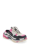 Balenciaga Triple S Leather Sneaker In White/ Pink/ Black