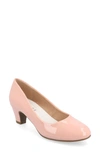 Journee Collection Luu Round Toe Pump In Patent/ Pink
