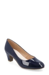 Journee Collection Luu Round Toe Pump In Patent/ Blue