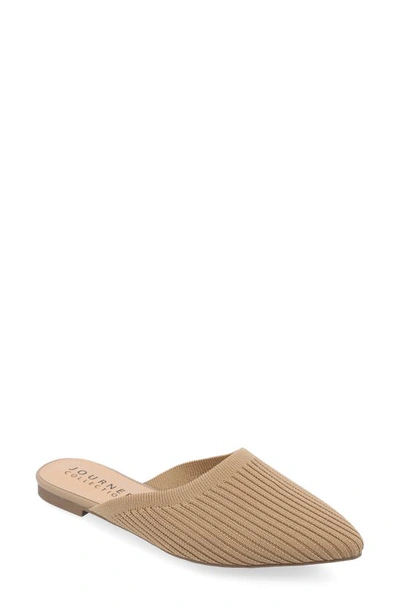 Journee Collection Aniee Knit Mule In Tan- Knit Fabric